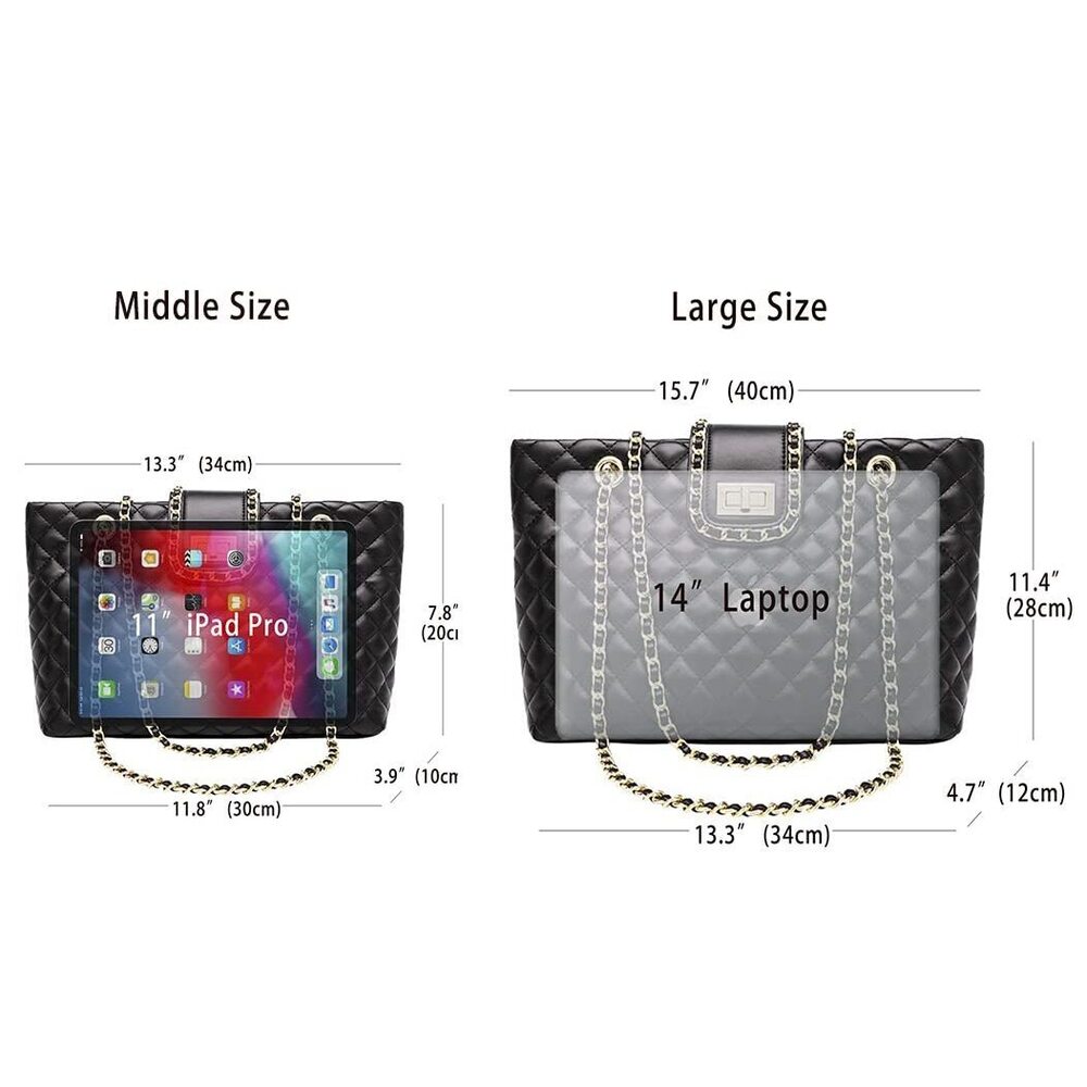 Quilted Hobo Shoulder Bag for Women Large Capacity Black - Picture 3 of 6